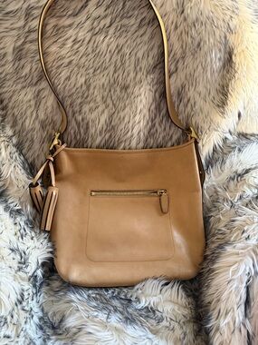 Coach Caramel Leather Shoulder Bag with Tassel Charm